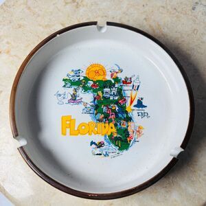 Vintage Groovy Florida Ashtray‎ Retro Smoking Funky Ash Tray Florida Kitsch